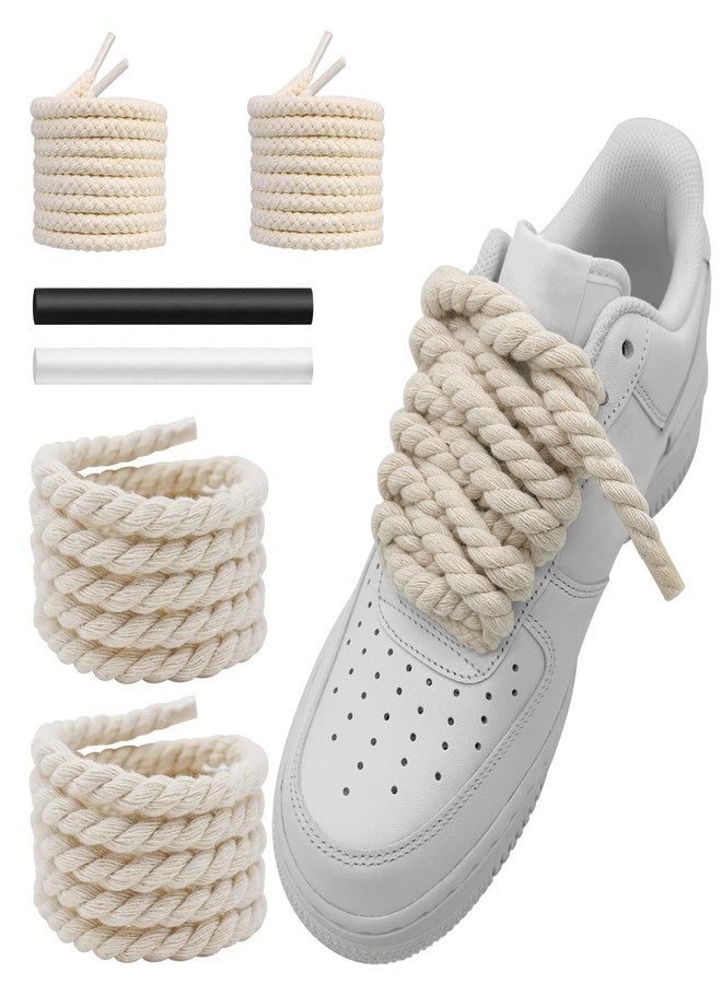 NDTEZUGT Thick Rope Shoe Laces Strings for Air Force 1, 10mm Round Cotton Chunky Shoelaces Replacement Laces for Sneakers, Black, 54''/140cm - Image 1