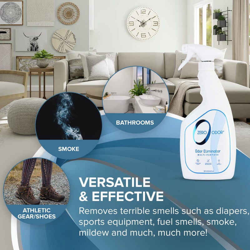 Zero Odor Multi-Purpose Odor Eliminator - Air & Surface Odor – Patented Technology Best for Bathroom, Kitchen, Fabrics, Closet- Smell Great Again, 22oz (Over 500 Sprays) - Image 4