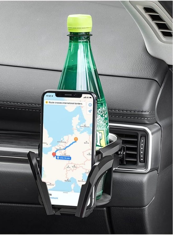 Car Cup Holder for Air Vent,   2 in 1 Cup Phone Mount for Air Vent, Car Air Vent Cup Bottle Mount, Adjustable Car Air Conditioner Vent Drink Holder, Water Bottle Holder, Universal for SUV Truck Van