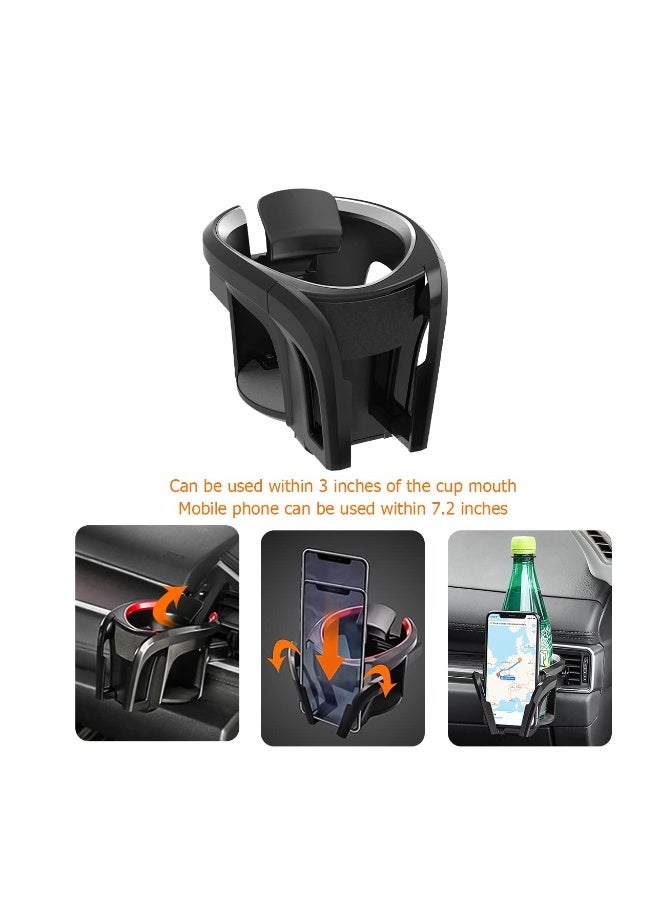 Car Cup Holder for Air Vent,   2 in 1 Cup Phone Mount for Air Vent, Car Air Vent Cup Bottle Mount, Adjustable Car Air Conditioner Vent Drink Holder, Water Bottle Holder, Universal for SUV Truck Van