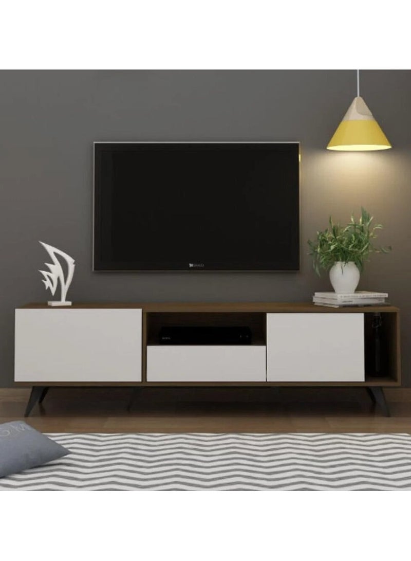Baity Rectangular TV Unit with 2 Shelves and 3 Drawers, 179 cm, Multicolour - Image 1