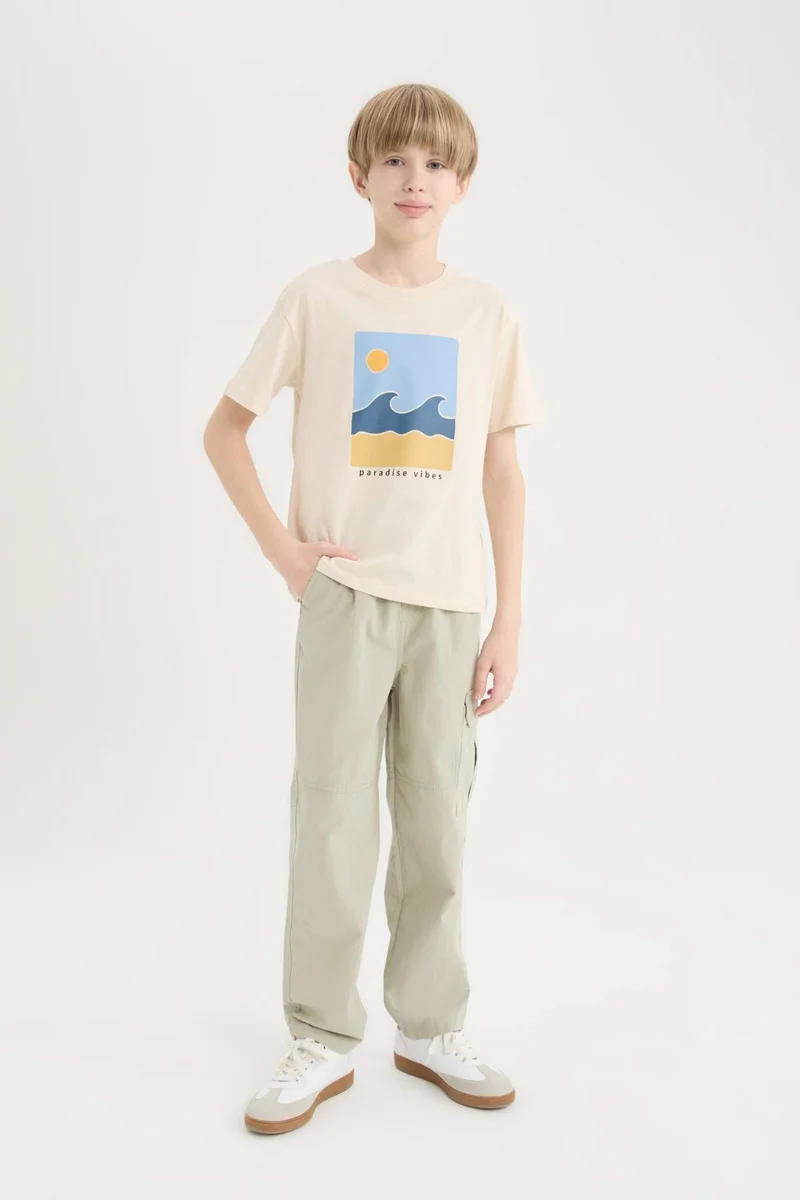 ديفاكتو Boy Loose Fit Standard Leg Textured Trousers