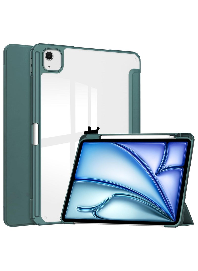 general iPad Air 13 Inch (M2) 2024 Case, Smart Slim Folio Stand Auto Sleep/Wake Cover, with Pencil Slot, Clear Transparent Back Shell for iPad Air 13 Inch - Image 1