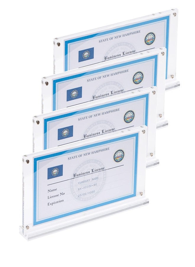 IEEK 4 Pack of Acrylic Business License Frame for 4x9 Business License Certificate Desk/Table Top Display,Clear Certificate Holder Panoramic Photograph Picture Frame,4x10 Inch - Image 1