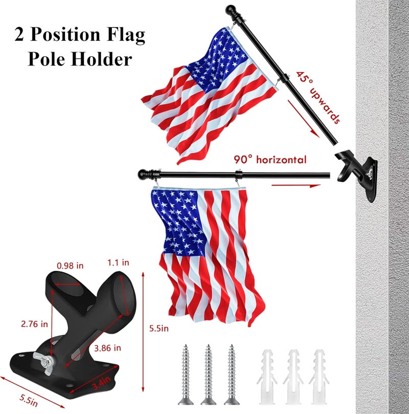 Hoople Flag Pole Kit - Wall Mount with Bracket, Tangle Free for Residential or Commercial Use - Image 5