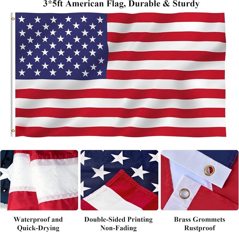 Hoople Flag Pole Kit - Wall Mount with Bracket, Tangle Free for Residential or Commercial Use - Image 3