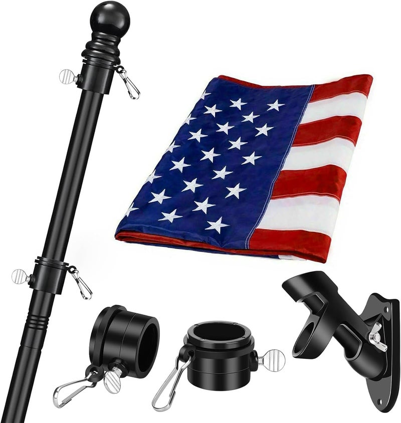 Hoople Flag Pole Kit - Wall Mount with Bracket, Tangle Free for Residential or Commercial Use - Image 1