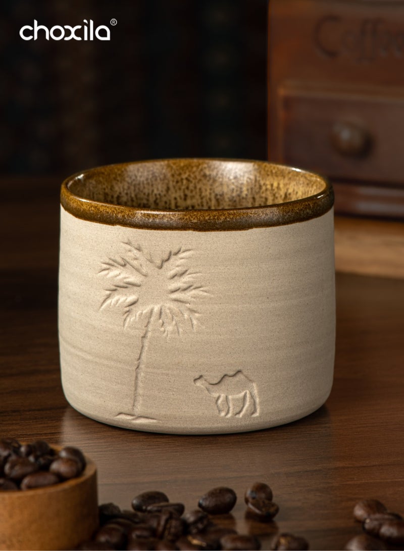 choxila Ceramic Coffee Mug 250ml Desert Camel and Palm Tree Design Reusable Hand Wash Only Durable Mug Ideal for Family Gatherings Special Occasions Desert-Themed Gift Everyday Use - Image 1