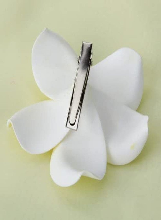 SURAKO COLLECTIONS Surako Collection Women Girls White Hawaii Plumeria Flower Foam Hair Clip (2) - Image 2