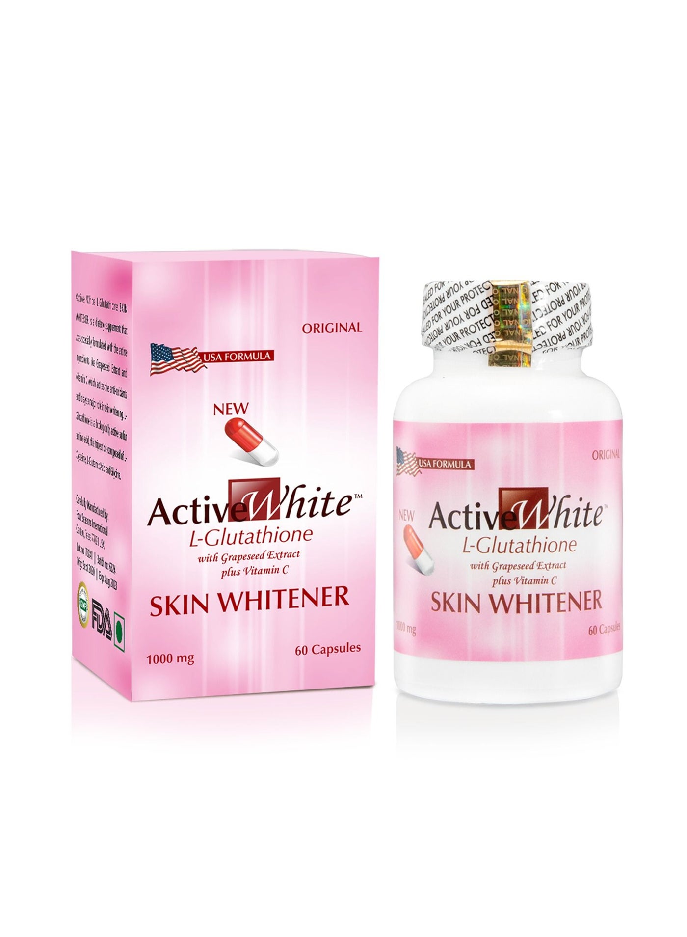 Active White High Antioxidant L Glutathione Skin Whitening Pills - 60 Capsules | Best Price Bahrain
