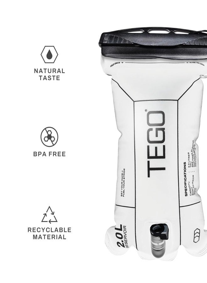 تيجو خزان ترطيب TEGO Pacer | كيس ماء سعة 2 لتر خالٍ من مادة BPA | صمام للشرب | أنبوب بقفل سريع | طعم طبيعي | مادة قابلة لإعادة التدوير | متوافق مع سترة Pacer Trail - Image 2