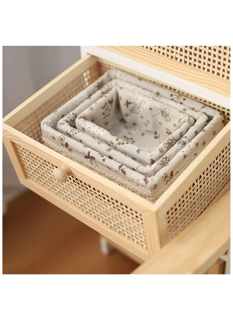 Cozy Nest - Set of 3 Eco-Friendly Handwoven Storage Baskets – Durable Rectangular Woven Bins with Sturdy Plastic Frame, Removable Fabric Lining, Decorative Macrame Design for Sundries, Toys, Books, Toiletries, and Elegant Home Organization - Beige - Image 1