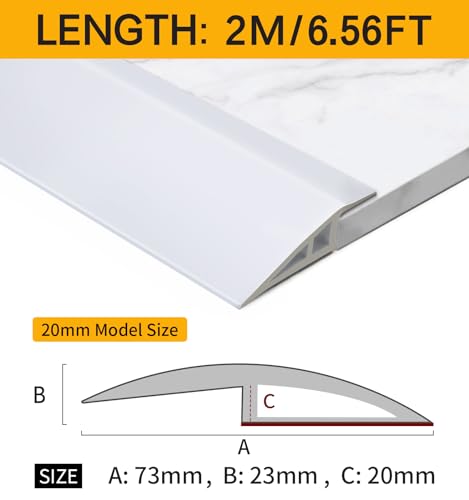 BNELL Carpet & Floor Edging Trim Strip,Self Adhesive-PVC Floor Transition Strip,Threshold Transitions Suitable for Threshold Height Less Than 20mm (6.56FT_White) - Image 2