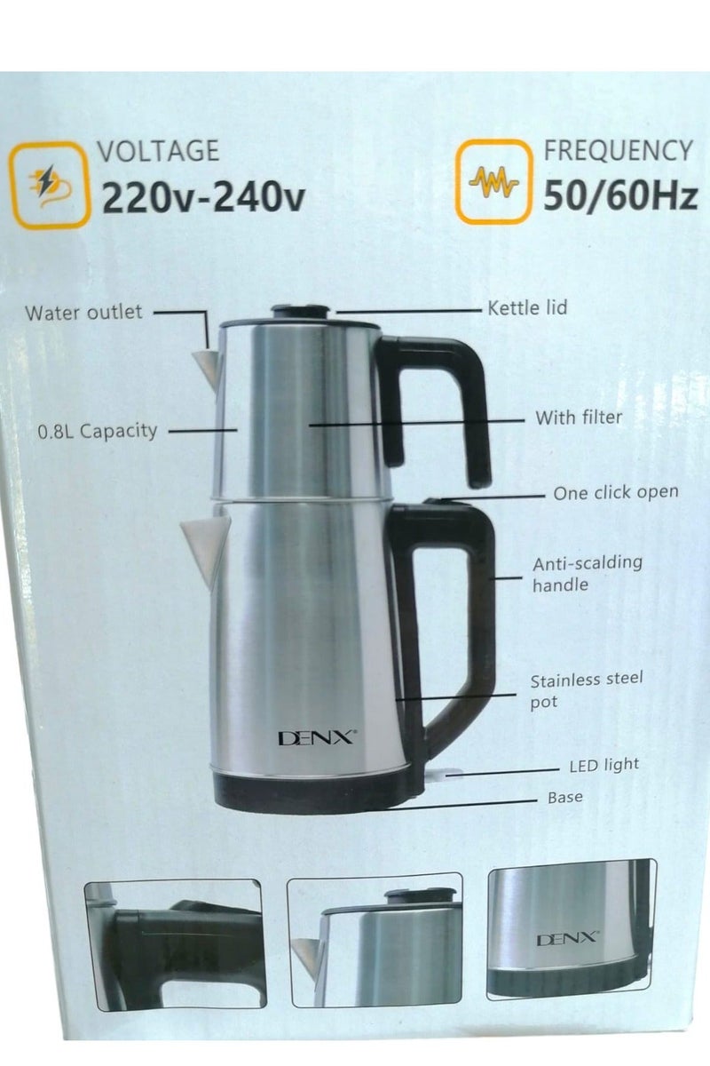 Denx 2200W 2.2L+0.8L Dual Capacity Stainless Steel Electric Kettle - Image 4