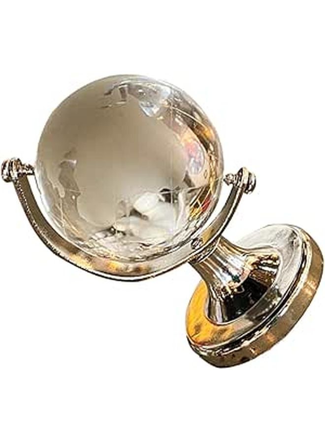 Mid Century Modern Crystal Spinning Earth Globe Map Retro Home Decor Ornament - Image 1