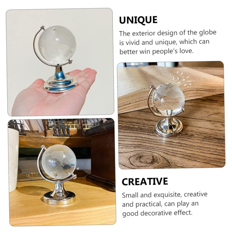 Mid Century Modern Crystal Spinning Earth Globe Map Retro Home Decor Ornament - Image 3