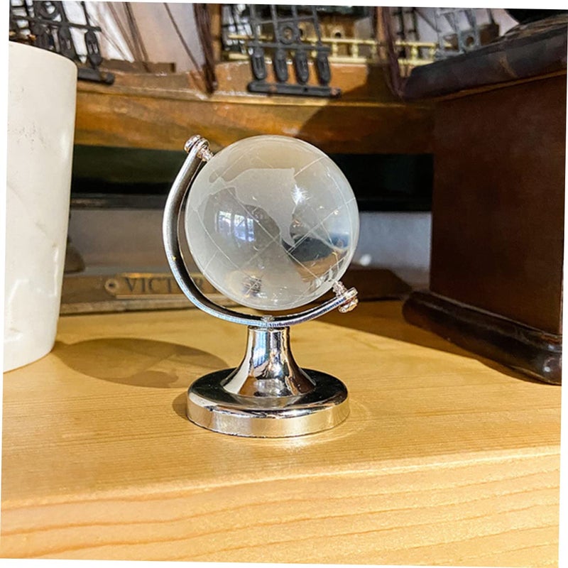 Mid Century Modern Crystal Spinning Earth Globe Map Retro Home Decor Ornament - Image 4