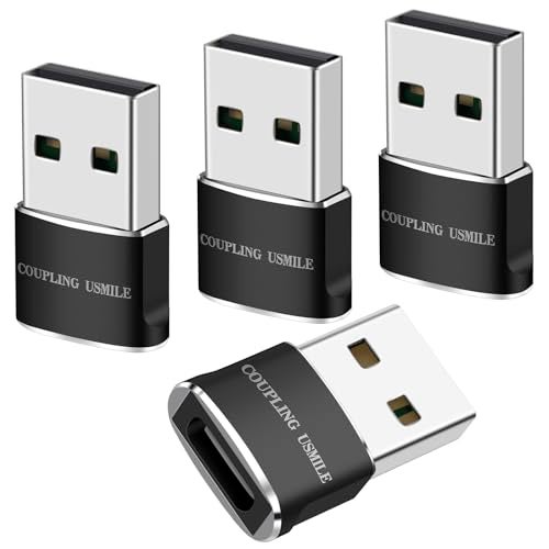 COUPLING USMILE USB to USB C Adapter 4 Packs for iPhone Fast Charging, Transfer and Type C OTG Convert. USBC to A Compatible with iPhone 17/16/15 Plus Pro Max,iPad Pro Air 7/6/5 Almost USB Devices - Image 1