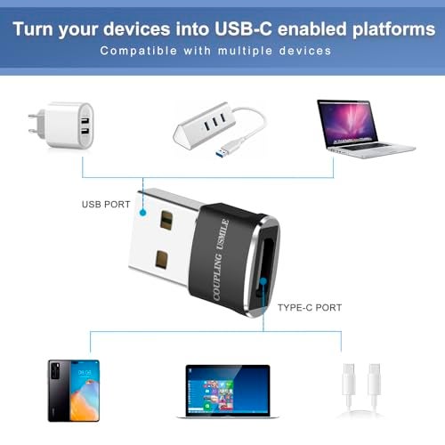 COUPLING USMILE USB to USB C Adapter 4 Packs for iPhone Fast Charging, Transfer and Type C OTG Convert. USBC to A Compatible with iPhone 17/16/15 Plus Pro Max,iPad Pro Air 7/6/5 Almost USB Devices - Image 3