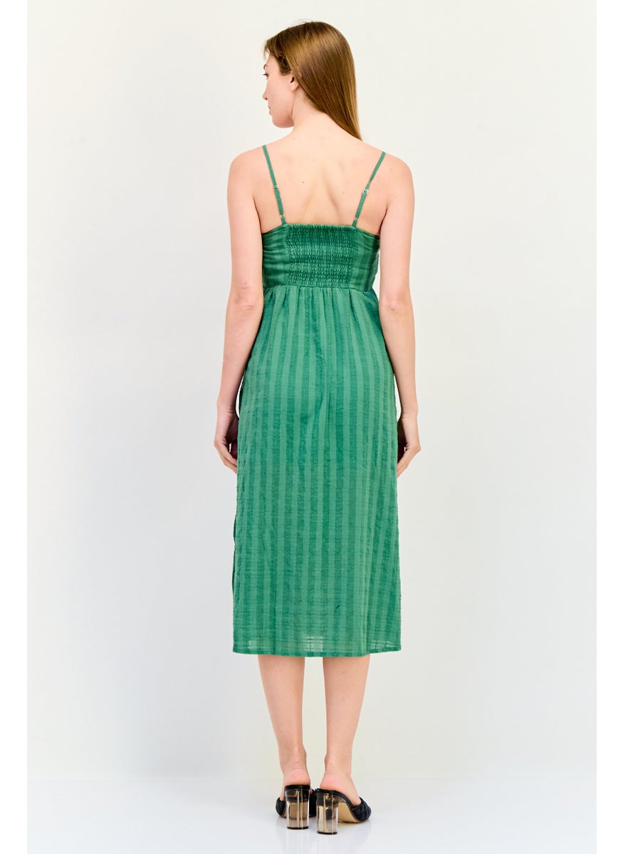 BRAVE SOUL Women Textured Casual Midi Dress, Green  - Image 2