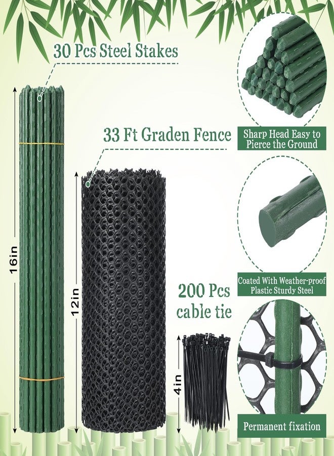 Marsui Animal Barrier Fence 12in x 33ft No Dig Garden Fence Mesh Fencing with Steel Stake Movable Portable Temporary for Poultry Dogs Rabbits Chicken Snake Barrier Garden Backyard Outdoor - Image 2