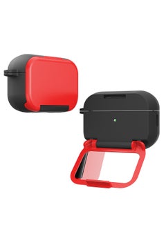For AirPods 4 Headphone Set Creative Makeup Mirror For Apple1/2/3 Generation Pro2 Bluetooth Mobile Phone Bracket Simple-Colour:Cosmetic Mirror + Stand Hard Case - Red And Black-Model:Airpods Pro/pro2 Universal (protective Case)