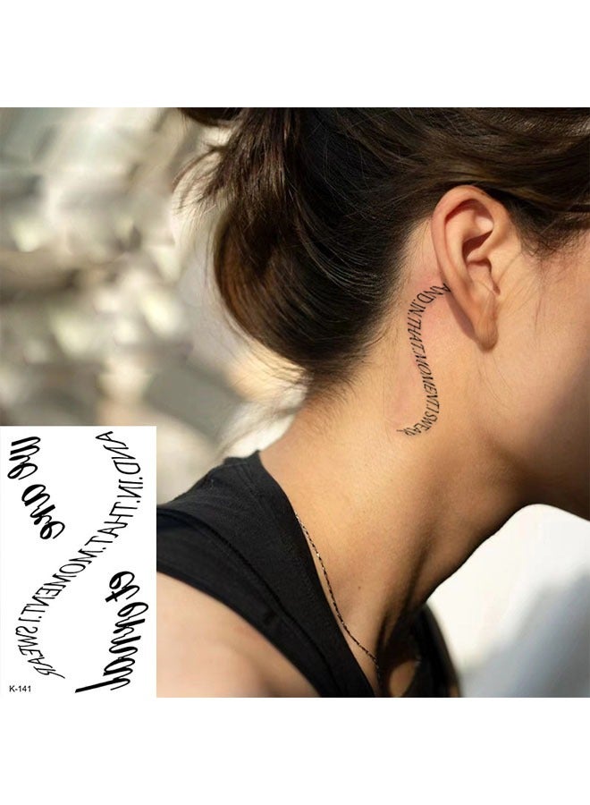Super ZYouth 21 Geometric Waterproof Temporary Tattoos, Butterfly, Love, Heartbeat, Anchor Text, Lines, Flowers, Animals, Suitable for Children, Adults, Men and Women - Black - Image 2