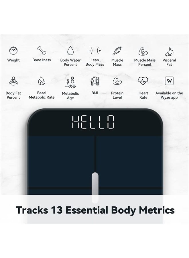 WYZE Smart Scale for Body Weight, Digital Bathroom Scale for Muscle, BMI, Body Fat and Water, Bluetooth Electronic Body Composition Monitor for People, Baby, Pet, 400 lb, Black - Image 3