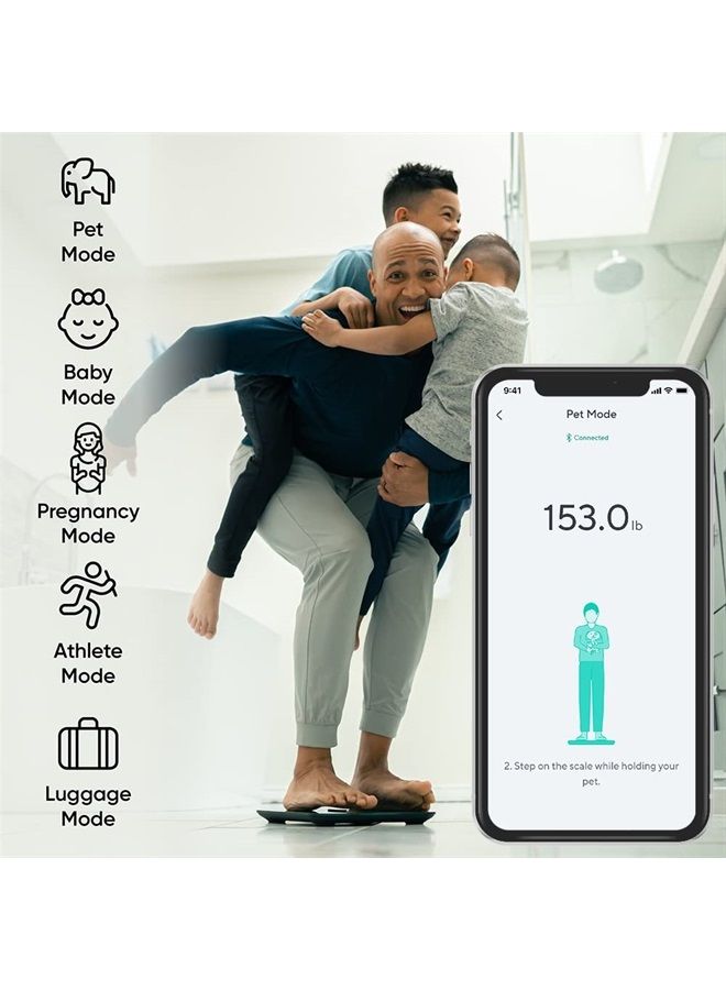 WYZE Smart Scale for Body Weight, Digital Bathroom Scale for Muscle, BMI, Body Fat and Water, Bluetooth Electronic Body Composition Monitor for People, Baby, Pet, 400 lb, Black - Image 4