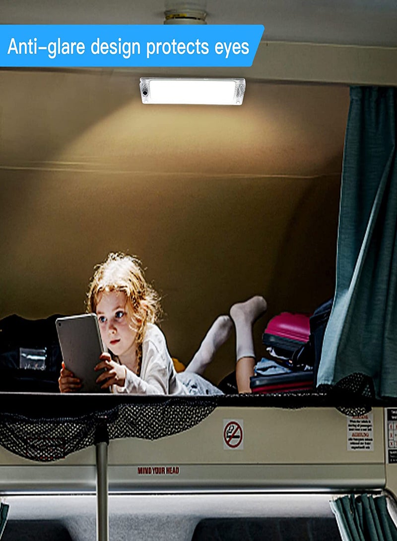 Loquat LED Interior Lights, 72 LEDs Light Strips, 4PCS 12V Universal Car Roof Bright Interior Light with ON/OFF Switch 10W White Lamp for Van Car Auto Camper Bus Caravan Boat Motorhome Kitchen - Image 3