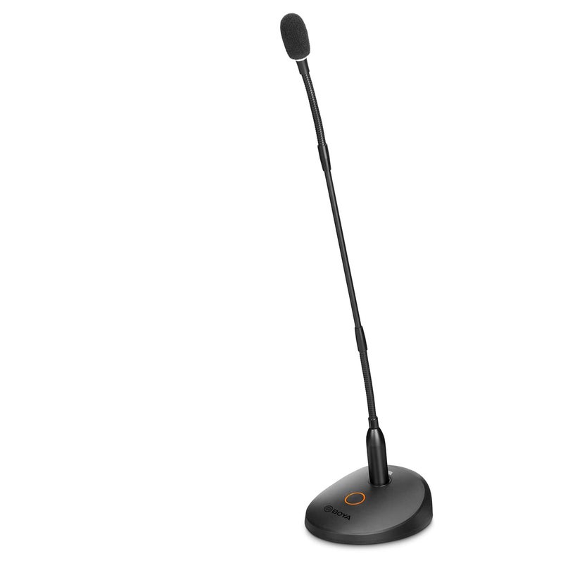 BOYA Desktop Gooseneck Condenser Microphone 18" Podium Microphones with Base LED Indicator XLR Mic for Meetings Video Conferences Streaming Lectures BY-GM18CB - Image 1