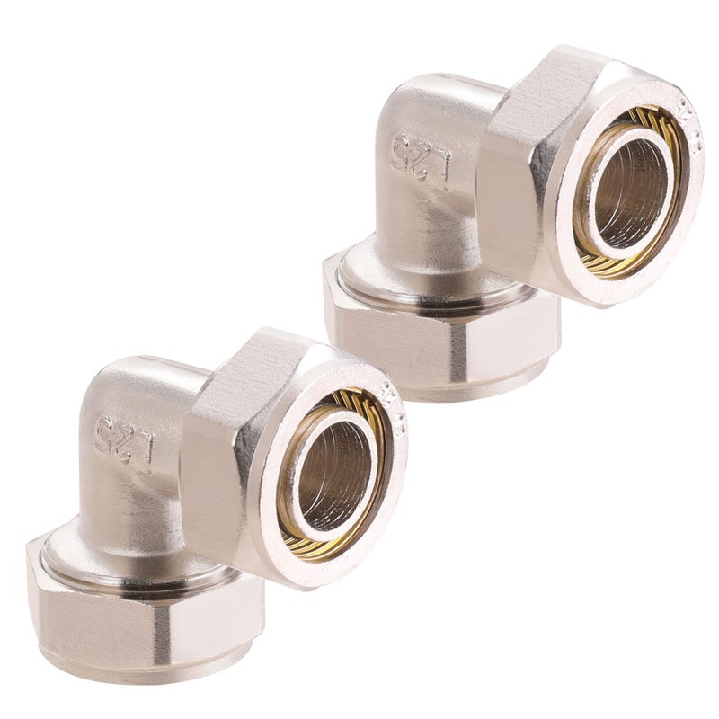 ANCIMOON 2PC 34 Elbow Air Piping Fittings BrassNickel Plated 200PSI Air Fittings For Shop Garage Compressed Air line System Kit