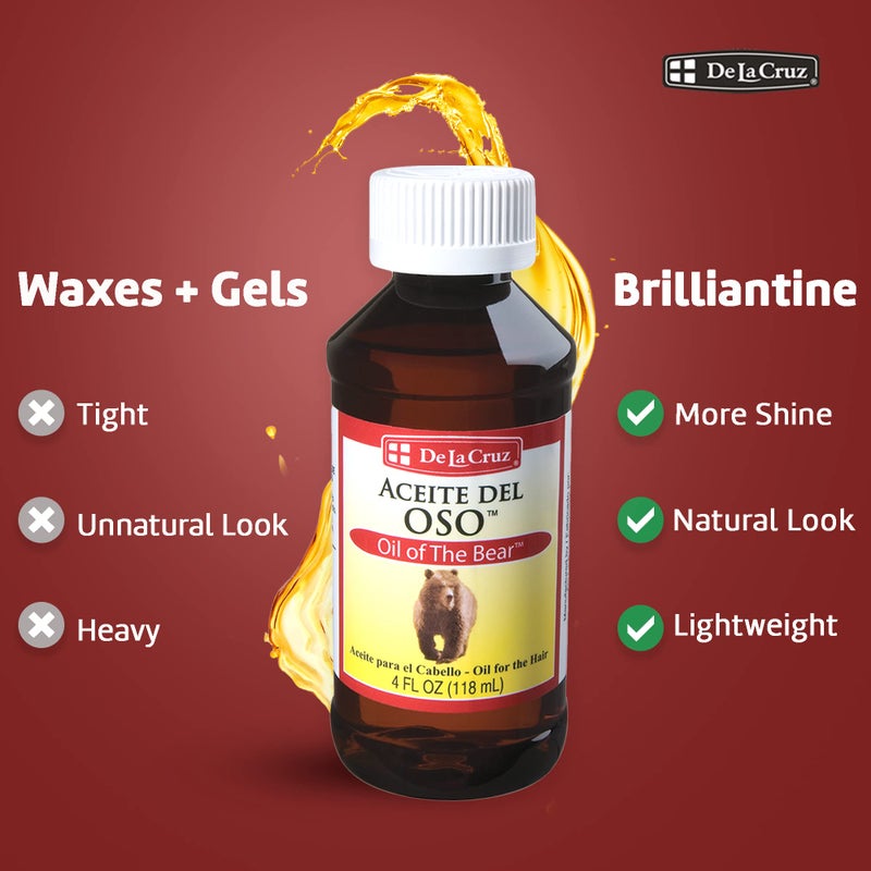 De La Cruz Oil of the Bear Beard Oil for Men - Grooming Brillantine for Hair, Mustache and Beard - Aceite del Oso - Image 3