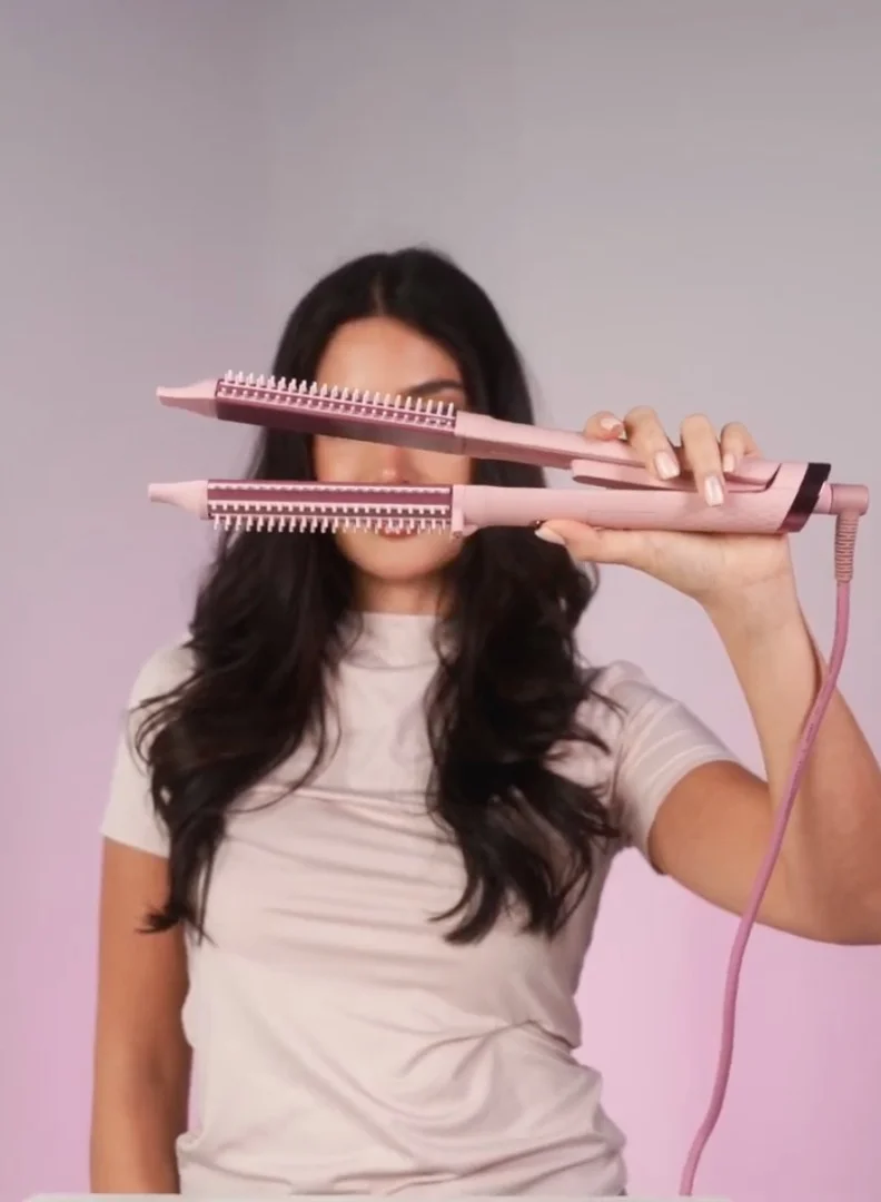 CLARA  CLARA Dual Slim Hair Straightener Brush 2-in-1 Candy Pink| Electric Straightening Brush & Slim Styling Tool | 3 Heat Settings | Fast Heat Distribution | Anti-Frizz & Precision Styling for Roots & Flyaways for Women | Best Price UAE