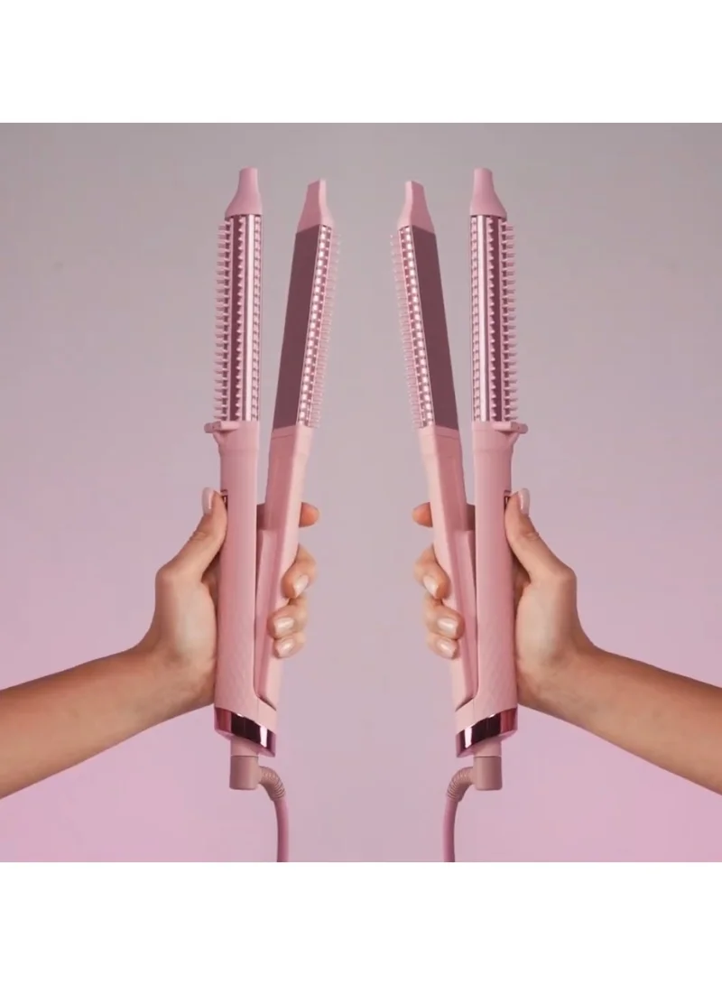 CLARA  CLARA Dual Slim Hair Straightener Brush 2-in-1 Candy Pink| Electric Straightening Brush & Slim Styling Tool | 3 Heat Settings | Fast Heat Distribution | Anti-Frizz & Precision Styling for Roots & Flyaways for Women | Best Price UAE