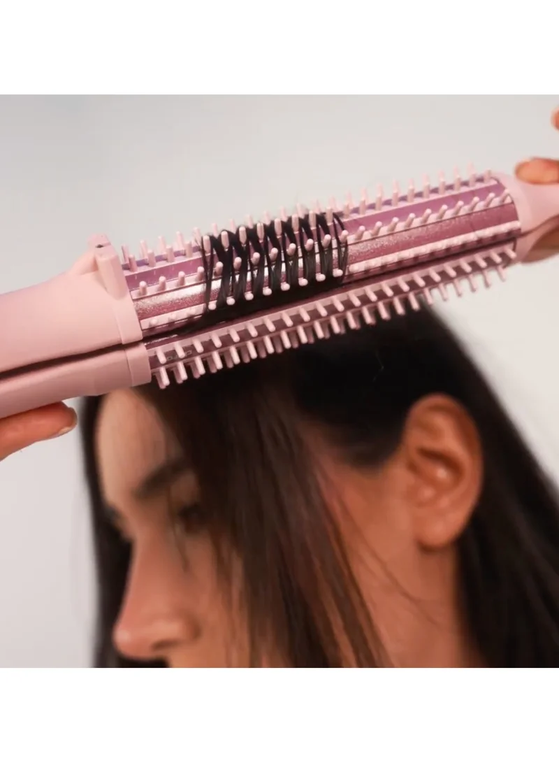 CLARA  CLARA Dual Slim Hair Straightener Brush 2-in-1 Candy Pink| Electric Straightening Brush & Slim Styling Tool | 3 Heat Settings | Fast Heat Distribution | Anti-Frizz & Precision Styling for Roots & Flyaways for Women | Best Price UAE