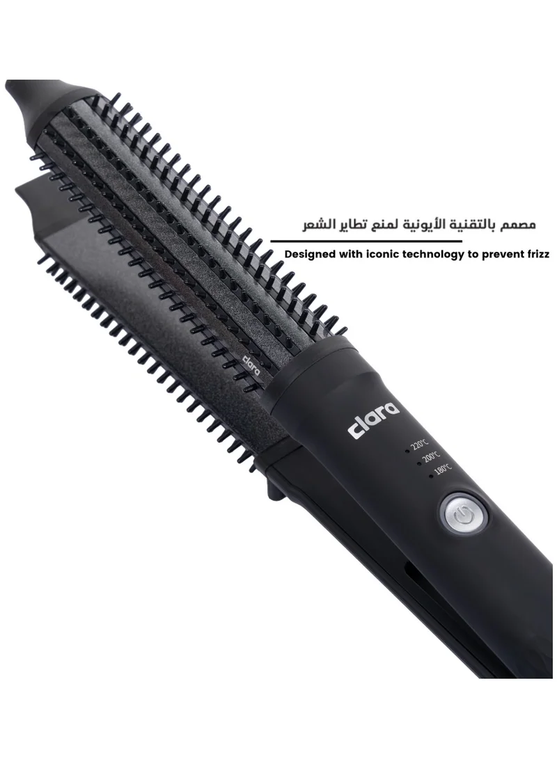 CLARA  CLARA Dual Slim Hair Straightener Brush 2-in-1 Candy Pink| Electric Straightening Brush & Slim Styling Tool | 3 Heat Settings | Fast Heat Distribution | Anti-Frizz & Precision Styling for Roots & Flyaways for Women | Best Price UAE