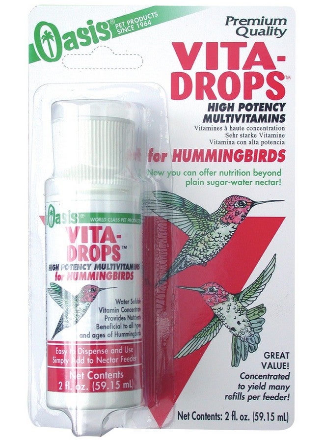 OASIS Hummingbird Vita Drops High Potency Multivitamins - Wild Bird Nutritional Supplement, Promotes Brilliant Color & Feathering, Revitalizes Incoming Migrant Birds, 2-Ounces