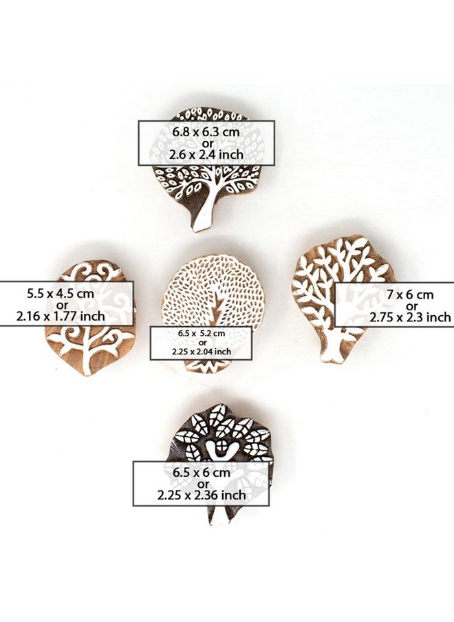 Hashcart Hashcart | Set of 5 | Wooden Indian Traditional Design Printing Stamps/Blocks for Printing Saree Border/Dresses/Craft Card Making/Scrapbook/Clay Pottery  - Image 4