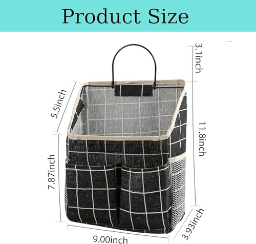 Someteth 2pcs Wall Hanging Storage BagWall Hanging Organizer Bags with Pockets Wall Organizer Storage for Dormitory Bathroom Bedroom KitchenBlack Grid - Image 3