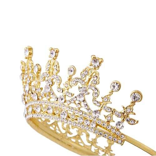 Vofler Tiaras and Crowns for Women Queen Gold Crystal Rhinestone Hair Jewelry Decor for Ladies Little Girls Bridal Bride Princess Birthday Wedding Pageant Prom Halloween Costume Party with Combs - Image 3