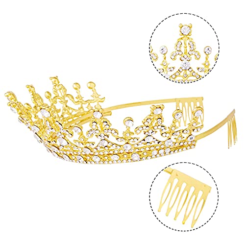 Vofler Tiaras and Crowns for Women Queen Gold Crystal Rhinestone Hair Jewelry Decor for Ladies Little Girls Bridal Bride Princess Birthday Wedding Pageant Prom Halloween Costume Party with Combs - Image 5