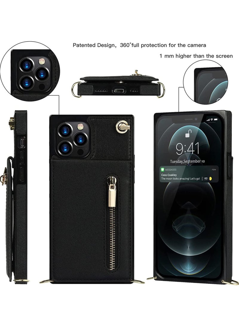 Rock Pow Crossbody Wallet Phone Case for iPhone 14 Pro Max Premium Leather Back Kickstand Shockproof Cover with Strap Card Slots for Women - Image 2