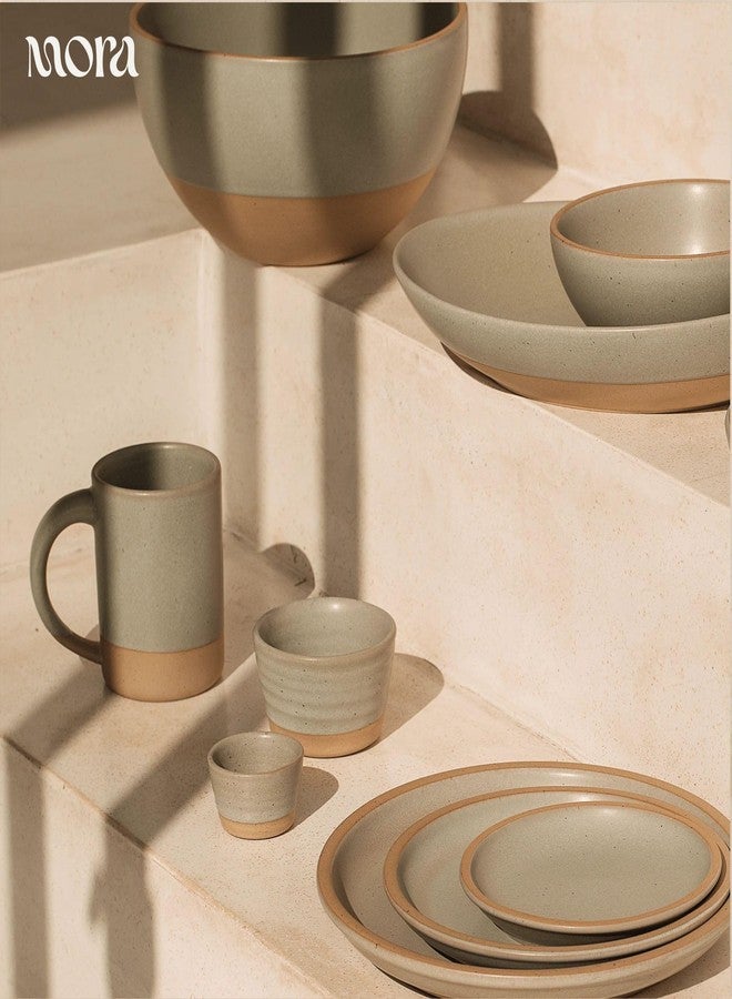 MORA Medium Mugs Set of 4, 16oz Ceramic Pottery Latte Mugs/Coffee Cups - Microwave and Dishwasher Safe - Peppercorn - Image 5