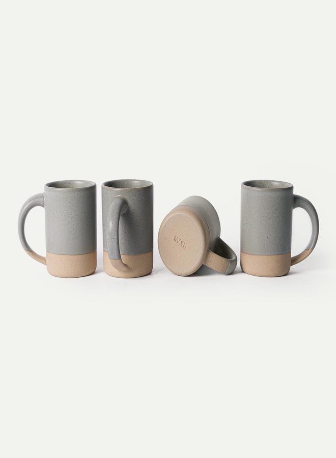 MORA Medium Mugs Set of 4, 16oz Ceramic Pottery Latte Mugs/Coffee Cups - Microwave and Dishwasher Safe - Peppercorn - Image 1