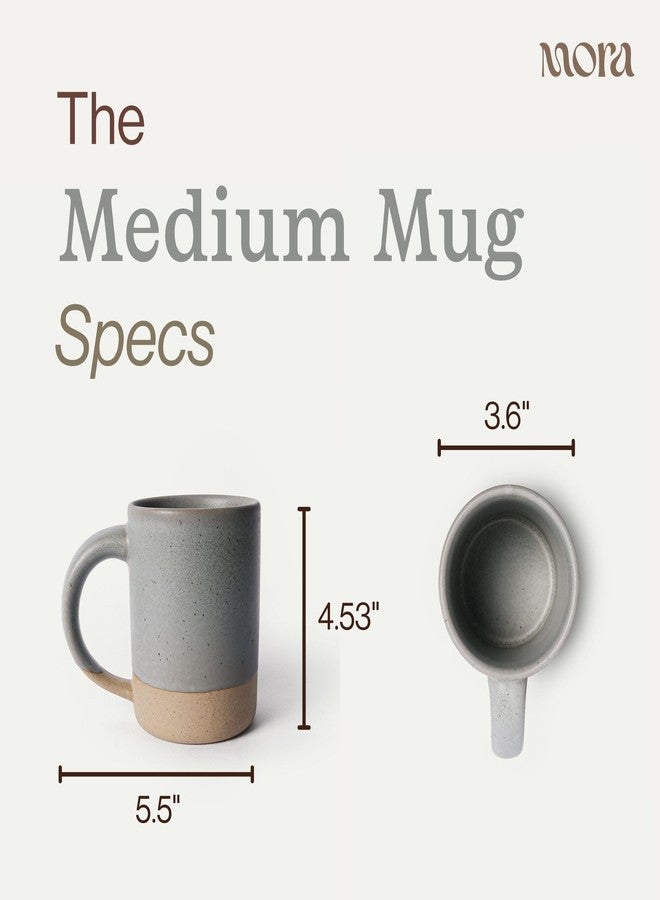 MORA Medium Mugs Set of 4, 16oz Ceramic Pottery Latte Mugs/Coffee Cups - Microwave and Dishwasher Safe - Peppercorn - Image 2