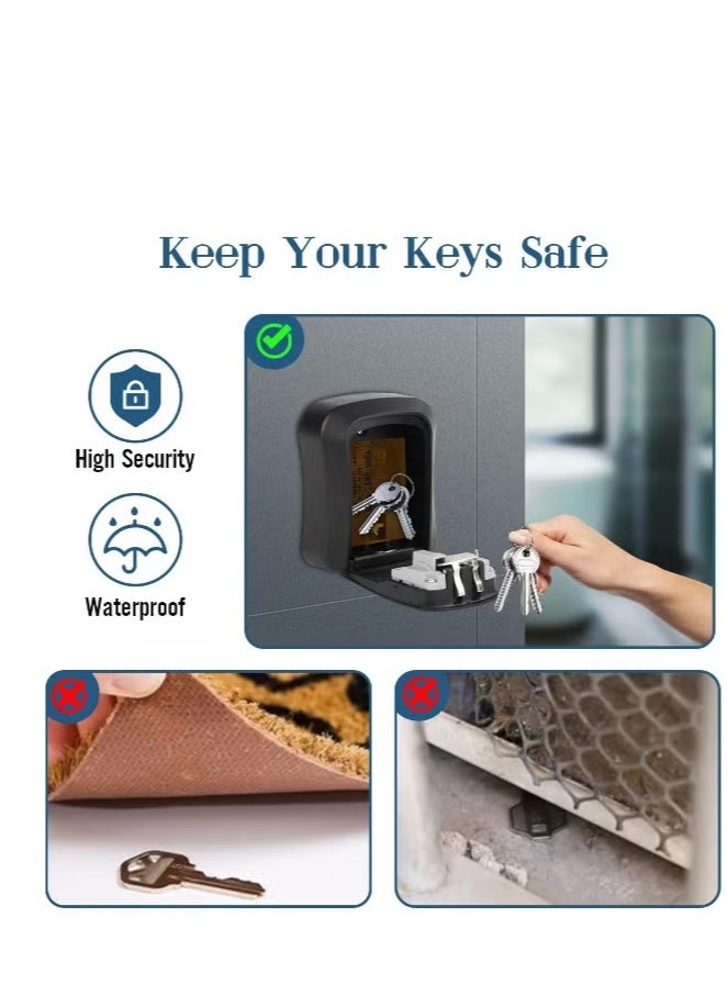 Generic - Key Lock Box for Outside - Sturdy and Durable Lock Box for House Key,Key Capacity Lockbox for Keys Outdoor,Waterproof Emergency Spare Key Lockbox with Resettable Code for Home - Image 1