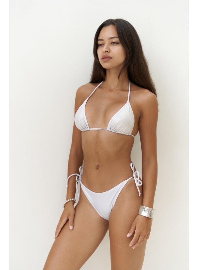 Bohemai Mutia Lace-up Shiny White Bikini Top. - Image 3