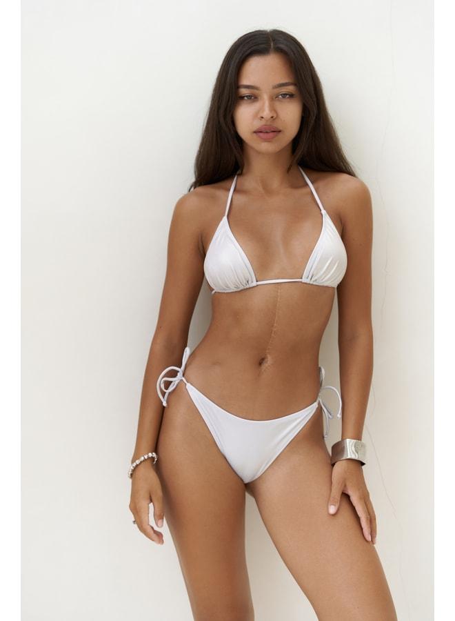 Bohemai Mutia Lace-up Shiny White Bikini Top. - Image 2