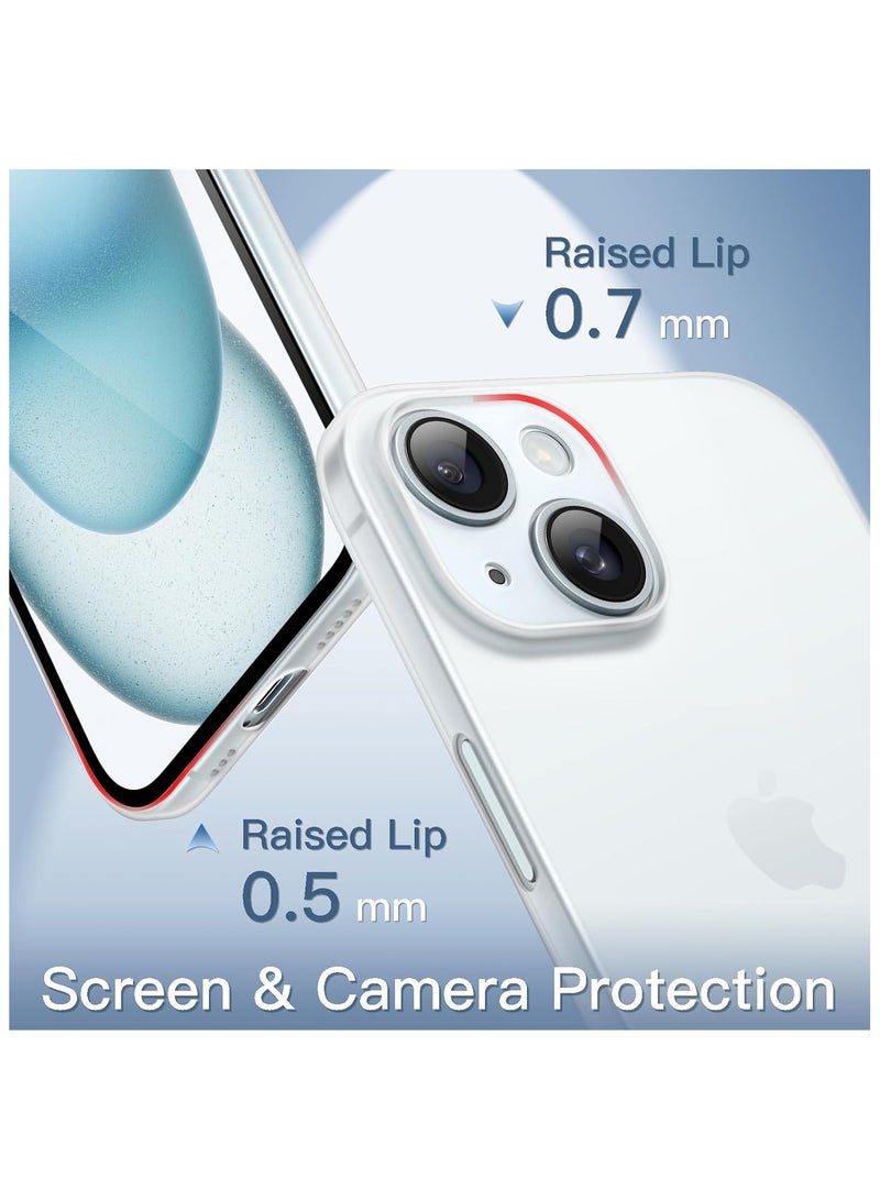 Ultra Slim (0.35mm Thin) Case for iPhone 15 6.1-Inch, Camera Lens Cover Full Protection, Lightweight Matte Finish PP Hard Minimalist Case, Support Wireless Charging (Frosted Clear) - Image 3